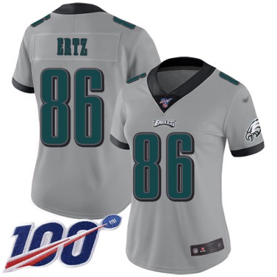 Nike Philadelphia Eagles #86 Zach Ertz Silver Women's Stitched NFL Limited Inverted Legend 100th Season Jersey